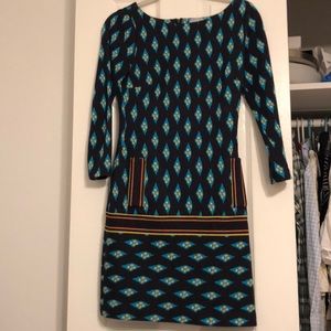 Plenty Sweater Dress Blue/Orange Ikat-style Print